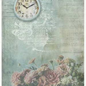 kolaż zegar i kwiaty papier do decoupage